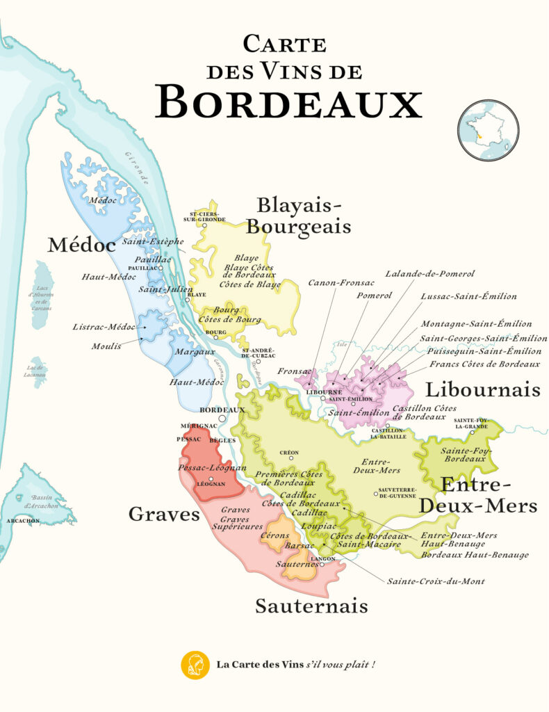 Cartographie du vignoble bordelais.